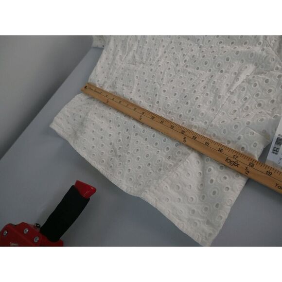 KARL LAGERFELD Paris Women's White Cotton Eyelet Square-Neck Top XL - Picture 5 of 7